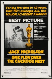 8j631 ONE FLEW OVER THE CUCKOO'S NEST awards 1sh 1975 Nicholson & Sampson, Forman, Best Picture!
