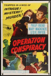 8j634 OPERATION CONSPIRACY 1sh 1957 they're trapped in a web of intrigue, mystery & murder!