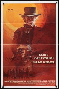 8j645 PALE RIDER int'l 1sh 1985 great different art of cowboy Clint Eastwood by David Grove!