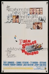 8j646 PALM SPRINGS WEEKEND 1sh 1963 Troy Donahue, Connie Stevens, teen swingers in California!