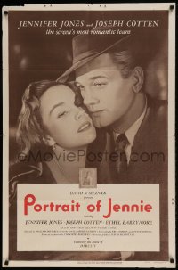 8j678 PORTRAIT OF JENNIE style A 1sh 1949 Joseph Cotten loves pretty ghost Jennifer Jones!