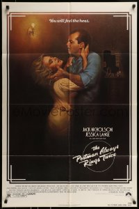 8j679 POSTMAN ALWAYS RINGS TWICE 1sh 1981 art of Jack Nicholson & Jessica Lange by Rudy Obrero!