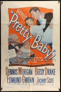 8j683 PRETTY BABY 1sh 1950 Dennis Morgan, Betsy Drake, the tot who put honeymooners on the spot!