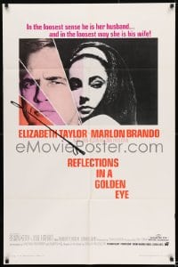 8j711 REFLECTIONS IN A GOLDEN EYE 1sh 1967 John Huston, Liz Taylor, Brando & Keith!