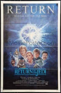 8j712 RETURN OF THE JEDI NSS style 1sh R1985 George Lucas classic, Mark Hamill, Ford, Tom Jung art!