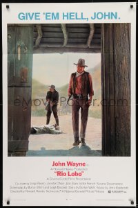8j722 RIO LOBO 1sh 1971 Howard Hawks, Give 'em Hell, John Wayne, great cowboy image!
