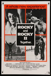 8j725 ROCKY/ROCKY II 1sh 1980 Sylvester Stallone, Carl Weathers boxing classic double-bill!