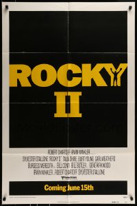 8j727 ROCKY II advance 1sh 1979 Sylvester Stallone & Carl Weathers, boxing sequel, dated design!