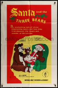 8j736 SANTA & THE THREE BEARS 1sh 1970 Christmas cartoon, cute Holiday artwork!