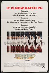 8j740 SATURDAY NIGHT FEVER 1sh R1979 multiple images of disco dancer Travolta, it's now rated PG!