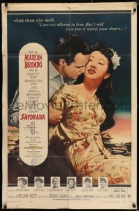 8j742 SAYONARA 1sh 1957 Marlon Brando, Miiko Taka, I am not allowed to love but I will!