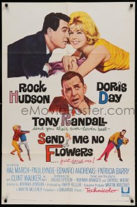 8j754 SEND ME NO FLOWERS 1sh 1964 great art of Rock Hudson, Doris Day & Tony Randall!