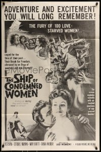 8j763 SHIP OF CONDEMNED WOMEN 1sh 1963 Kerima, May Britt, Tania Weber, fury of love-starved women!