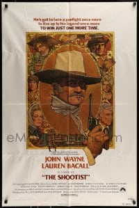 8j765 SHOOTIST 1sh 1976 best Richard Amsel artwork of cowboy John Wayne & cast!