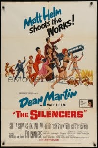 8j767 SILENCERS 1sh 1966 outrageous sexy phallic art of Dean Martin & Slaygirls by Brian Bysouth!