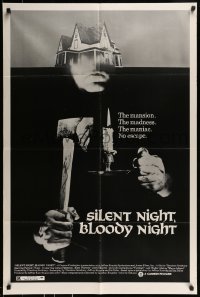 8j769 SILENT NIGHT BLOODY NIGHT 1sh 1973 the mansion, the madness, the maniac, no escape!