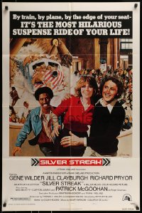 8j773 SILVER STREAK style A 1sh 1976 art of Gene Wilder, Richard Pryor & Jill Clayburgh by Gross!