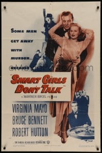8j787 SMART GIRLS DON'T TALK 1sh 1948 sexy Virginia Mayo, Bruce Bennett, crime & gambling art!