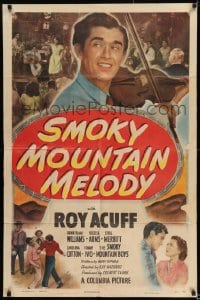 8j789 SMOKY MOUNTAIN MELODY 1sh 1948 great close up of Roy Acuff playing fiddle!