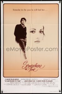 8j795 SOMEWHERE IN TIME 1sh 1980 Christopher Reeve, art of Jane Seymour, cult classic!