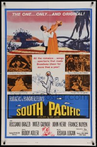 8j799 SOUTH PACIFIC 1sh R1964 Rossano Brazzi, Mitzi Gaynor, Rodgers & Hammerstein musical!