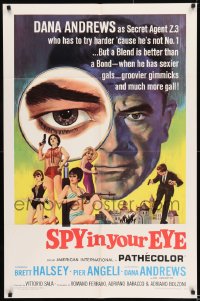 8j803 SPY IN YOUR EYE 1sh 1966 Dana Andrews has sexier gals and groovier gimmicks, cool art!