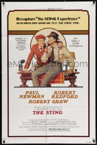 8j817 STING 1sh R1977 best artwork of Paul Newman & Robert Redford by Richard Amsel!