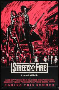 8j822 STREETS OF FIRE advance 1sh 1984 Walter Hill, cool pink dayglo Riehm art!