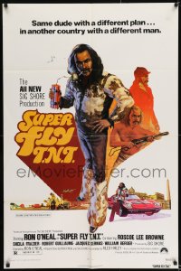 8j834 SUPER FLY T.N.T. 1sh 1973 great artwork of Ron O'Neal holding dynamite by Craig!