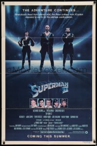 8j839 SUPERMAN II teaser 1sh 1981 Christopher Reeve, Terence Stamp, great image of villains!
