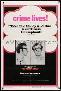 8j851 TAKE THE MONEY & RUN 1sh 1969 wacky Woody Allen mugshot in classic mockumentary!