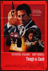 8j854 TANGO & CASH int'l 1sh 1989 close-ups of Kurt Russell & Sylvester Stallone w/guns!