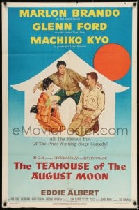 8j860 TEAHOUSE OF THE AUGUST MOON 1sh 1956 art of Asian Marlon Brando, Glenn Ford & Machiko Kyo!