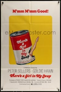 8j876 THERE'S A GIRL IN MY SOUP 1sh 1971 Peter Sellers, Goldie Hawn, great Campbell's can art!