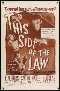 8j881 THIS SIDE OF THE LAW 1sh 1950 Viveca Lindfors, Kent Smith, Janis Page, tricked & treacherous!