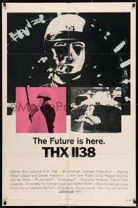 8j889 THX 1138 1sh 1971 first George Lucas, Robert Duvall, bleak sci-fi, double inset images!