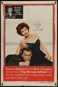 8j906 TOP SECRET AFFAIR 1sh 1957 Susan Hayward tames toughest General Kirk Douglas!