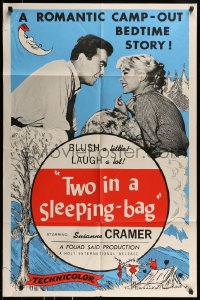 8j932 TWO IN A SLEEPING-BAG 1sh 1964 German camp-out romance, Susanne Cramer, Claus Biederstaedt!