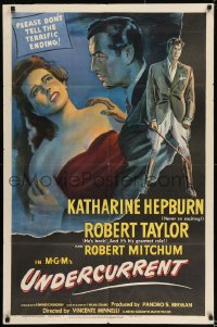 8j937 UNDERCURRENT 1sh 1946 Katharine Hepburn wonders where Robert Taylor's brother is!