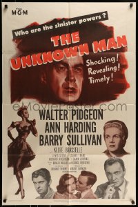 8j938 UNKNOWN MAN 1sh 1951 Walter Pigeon, Ann Harding, who are the sinister powers?