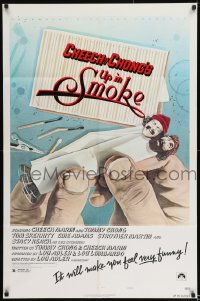 8j941 UP IN SMOKE style B 1sh 1978 Cheech & Chong marijuana drug classic, great art!