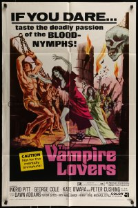 8j945 VAMPIRE LOVERS 1sh 1970 Hammer, taste the deadly passion of the blood-nymphs if you dare!