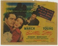 8k025 BEDTIME STORY TC 1941 Loretta Young, Fredric March's bedtime stories were about other women!