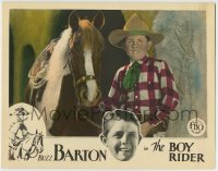 8k442 BOY RIDER LC 1927 great close up of juvenile cowboy Buzz Barton standing by his horse!