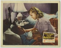 8k454 CALL NORTHSIDE 777 LC #7 1948 Jimmy Stewart is tucked into bed by pretty Helen Walker!