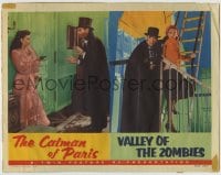 8k457 CATMAN OF PARIS/VALLEY OF THE ZOMBIES LC 1956 cool monster double-bill with split image!