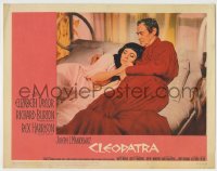 8k470 CLEOPATRA LC #4 1963 c/u of Rex Harrison as Caesar & Elizabeth Taylor cuddling in bed!