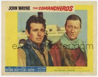 8k475 COMANCHEROS LC #2 1961 c/u of John Wayne & Stuart Whitman, directed by Michael Curtiz!