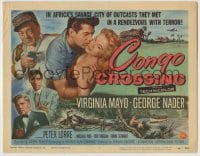 8k068 CONGO CROSSING TC 1956 art of Peter Lorre pointing gun at Virginia Mayo & George Nader!