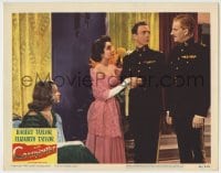 8k479 CONSPIRATOR LC #8 1949 Elizabeth Taylor & Honor Blackman with two uniformed men!